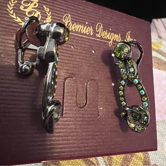 Premier Designs Sage Blossom Clip Post Earrings NEW - Picture 1 of 6